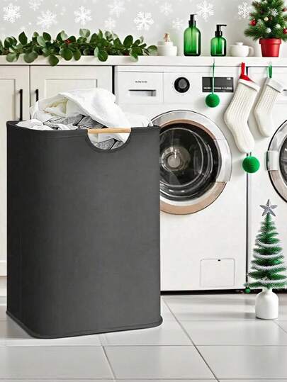 1 件圣诞风格便携式可折叠洗衣篮（2 种尺寸：小号和大号）- 黑色，适用于存放衣服、裤子、T 恤、衬衫、脏衣服和杂物