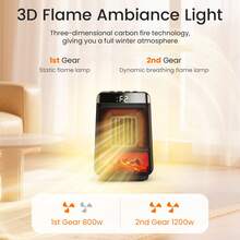 Space Heater 1pc 1500W Plug-In Portable Desktop Electric Heater , 3 Heat Settings, 4 Timer Functions, Mini Solar Powered Energy Efficient Fast Heating For Bedroom Home Use, Compact Size - 美規A型插(110-127V) - 查看 7