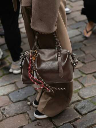 2025 新款纯色柔软 PU 奢华手提托特包，时尚复古女士日常手提包，节日礼物