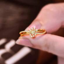 Classic Fashionable Luxury Hollow Inlaid Sparkling Cubic Zirconia Ring, April Birthstone, Jewelry, Eternal Engagement Wedding Anniversary Gift