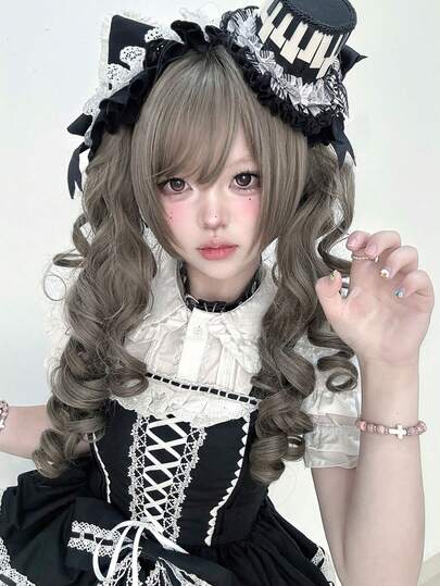 alicegarden 1 合成耐热假发，带刘海，灰色长卷假发，20 英尺长，由纤维制成，适合日常使用，自然仿真假发