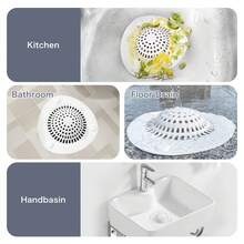 Silicone Hair Catcher Drain Cover 1PC, Suction Cup Shower Bathtub Drain Strainer, Universal Hair Stopper For Sink Tub Drain Hole, Anti-Clog Bathroom Kitchen Drain Protector White - 白色 - 查看 8