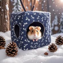 Small Animal Hideaway& Hammock, Cozy House With Roof For Small Pets To Sleep And Hide - Washable Pet Cave& Hideout Corner, Hanging Hammock Hideout Bed, Cage Accessories For Guinea, Hamster, Rat, Glider, Squirrel, Ferret, Kitten, Squirrel, Chinchilla