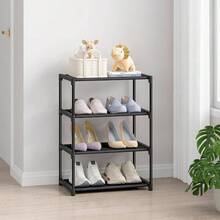 4 Tier Small Shoe Rack, Narrow Stackable Toddler Adult Shoe Storage Organizer Shelf Closet Floor Entryway Bedroom, Space Saver Shoe Rack Organization Shelves