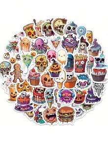 50PCS Halloween Horror Food Stickers Graffiti Creative Stickers DIY Laptop Refrigerator Luggage Phone Case Water Cup Decoration Stickers Toy Wall Decor Room Decor Wall Stickers Wall Sticker Home Decor