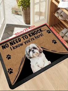 1pc New Shih Tzu Welcome Doormat, Suitable For Living Room, Bedroom, Indoor - Machine Washable - Flannel Material, Delicate Wrap, Skin-Friendly, No Pilling, Water-Resistant Easy Care, Odorless - Ideal For Home Decor, Room Decor, Living Room Carpet, Bedroom Carpet, Bathroom Carpet, Kitchen Carpet, Area Rug, Hotel Decor - Area Rug, All Season Use.