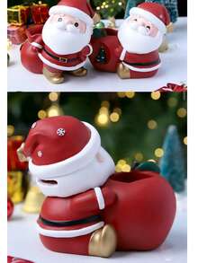 Cute Santa Claus Piggy Bank, Christmas Theme Money Box For Kids, Cartoon - Style Resin Coin Bank, Festive Decoration & Savings Toy - Multicolor - View 5