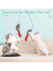 1 pezzo Giocattolo interattivo per gatti, giocattolo topo appeso alla porta con squittio e coda di piume, senza batterie richieste, giocattolo per gattini, divertente giocattolo topo anti-noia per gatti - Multicolore - Visualizzare 2