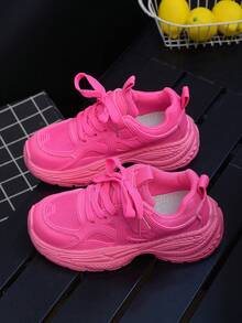 1 Pair Spring Autumn Soft Sole Non-Slip Hook And Loop Casual Sports Shoes - Hot Pink - View 4