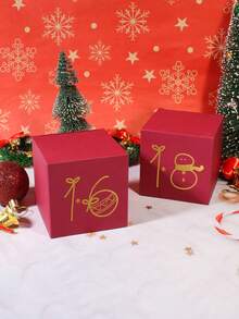 24pcs Christmas Advent Calendar Boxes Set, 24Pcs Red & Green Boxes With Gold Numbers & Xmas Motifs, Festive Countdown Decor Home Decor Christmas Decorations Room Decor Winter Christmas Decorations Home Christmas Gifts Christmas Decor