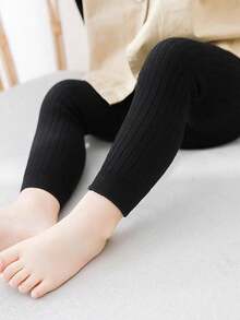 1 件装女婴黑色 3/4 紧身裤，简约紧身裤，适合所有季节 - 黑色 - 查看 4