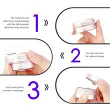 10 件 5-60 毫升空铝制化妆品罐罐子容器盒螺旋盖工艺品 - 銀色 - 查看 5