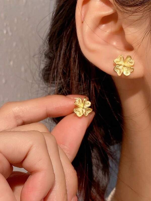 2 Pieces Of Sterling 925 Silver Fashionable Elegant Cute Lace Flower Ear Studs Earrings For Women Daily Wearing Friendship Party Jewelry Gift