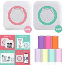 Ink-Free Student Mini-Printer, Office Mobile Thermal Print Photos, Documents, Label Printers, Connected Mobile Android Pocket Machine, Multi-Color Options,Christmas Gift Box