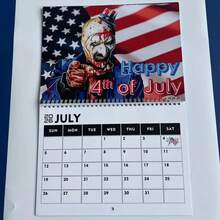 2026 Horror Calendar With Pennywise-Inspired Pennywise Clown & IT Design - Terror-Themed Monthly Planner With Red Lettering & Iconic Pennywise Face - Durable A4 Calendar For Home/Office Decor, Gothic Horror Fans Gift (January-December 2026) - English Language Dated Calendar With Bold Red & Black Cover, Sturdy Binding, Daily Use Planner For Horror Movie Fans & Collectors