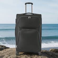 Softside Expandable Luggage With Spinner Wheels, 24 Inch / 71 Cm Softside Checked Large Luggage, Lightweight Checked Suitcase With Expandable Zippered Pocket And TSA Lock, Black - Black - View 1