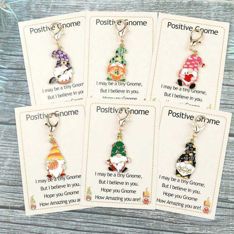 6個セット インスピレーショナルノーム キーチェーン ギフト ウーマン向け - ポジティブな感情的サポートのギフト ウーマン メン フレンズ 同僚 誕生日 かわいい おもしろい 小さなイースターノーム、ティーチャー感謝バッグアクセサリー ランヤード IDホルダー カーアクセサリー バッグチャーム - マルチカラー - 見る 14