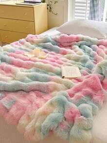 1pc Luxury Faux Fur Plush Blanket, Thick Double-Layer Soft Fluffy Throw Blanket With Cloud-Like Feeling, Suitable For Home, Living Room, Bedroom, Sofa - Multicolor - View 15
