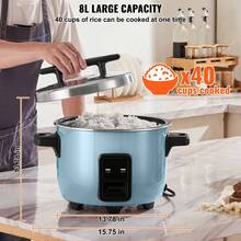 40-Cup Commercial Rice Cooker, Non-Stick, 8L, 24-Hour Keep Warm, For Restaurants - Tapa Dividida De 8 L - View 3