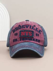 1pc Vintage Distressed English Embroidery Baseball Cap, Unisex Sunshade Visor Hat, Fashionable Outdoor Snapback