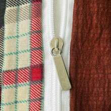 4 件套 Maillard 羽绒被套套装,砖红色和黑色格子,双层雪纺,涤纶,(1 个羽绒被套 + 1 个床单 + 2 个枕套),适合秋冬季,卧室装饰,节日礼物,不包括枕芯,枕套图案随机裁剪 - 黑紅 - 查看 12