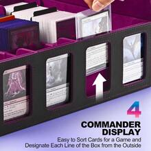 Trading Card Storage Box With Commander Display; 2400+ Deck Box For MTG With Removable Cover;  Card Case Fits Magic TCG PTCG Sports Cards; 24 Dividers 4 Stoppers Black Purple - BlackPurple - 查看 2