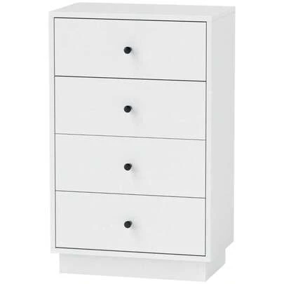 HOMCOM Sideboard With 4 Drawers, Modern Style Wooden Storage Cabinet, Chest Of Drawers, Dresser For Living Room, Bedroom, Hallway, 47 X 29 X 75, White