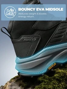 Botas Senderismo Hombre Impermeables Puntera Ancha para Fascitis Plantar - Negro - Ver 6