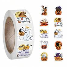 500 Peças Rolo de Adesivos de Halloween, Adesivos Impermeáveis de Vinil para Feriados, Jornalismo, Laptop, Para-choque, Skate, Garrafas de Água, Computador, Telefone Celular, Suprimentos para Festa de Halloween