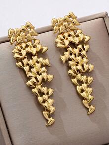 1 par de pendientes de botón de aleación con diseño de corazón hueco, elegante y romántico