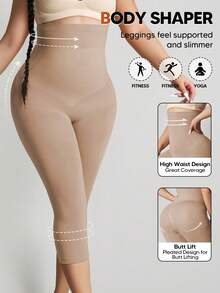 High-Waisted Comfy Leggings Butt Lift Tummy Control Thigh Slimmer Mid-Thigh Cropped Shapepants For Women