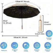 Automatic Umbrella, Automatic Folding Umbrella, Sun Umbrella, Home Entertainment Outdoor Dual-Use Sunshade Umbrella - Black - View 3