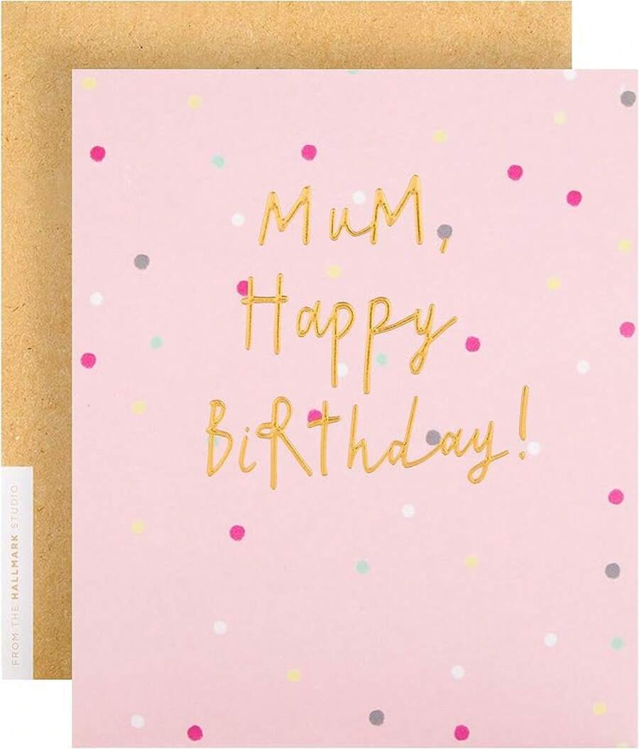 Hallmark Birthday Card For Mum, Polka Dots Design, Pink - Gold Foil Mum Pink - View 1
