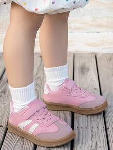 1 双女童休闲运动鞋，软底秋季运动跑步鞋，低帮复古运动鞋 - 粉色 - 查看 2