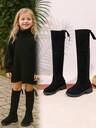 1 par de botas altas clásicas de moda para todo el año, adecuadas para uso diario y vacaciones, botas para niñas