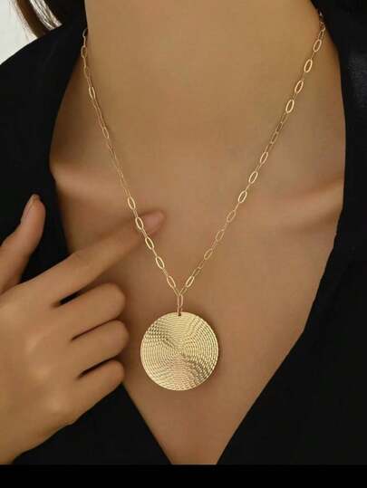 1 pezzo Collana con ciondolo minimalista in metallo con impronta digitale, adatta per uso quotidiano e come regalo