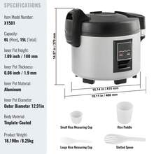 Olla arrocera comercial de 70 tazas, antiadherente, 15 l, 12 h, para restaurante - Tapa continua de 15 L - Ver 7