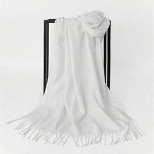 1 Stück Damen Einfarbiger Fransen Eleganter, leichter und weicher Schal für Outdoor Sonnenschutz