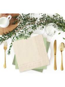 20/60/120 chiếc khăn ăn cocktail màu xanh lá cây xô thơm 2 lớp khăn giấy màu xanh lá cây xô thơm màu nude khăn ăn dùng một lần màu trắng sữa màu nâu xanh lá cây cho đám cưới đồ dùng cho tiệc cưới, 5 * 5 inch - Nhiều màu - Xem 9