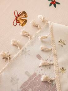 1 szt. świąteczny obrus, czerwony, zielony, biały, wzór choinki, beżowa koronka, zmywalny, dekoracja domu, obrus imprezowy, odpowiedni do kuchni, jadalni, spotkań towarzyskich, kolacji, przyjęć świątecznych, dekoracji noworocznych, artykułów świątecznych, prezentów, dekoracji jesiennych, wesołych świąt