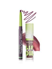 coolstory 2pcs Lip Makeup Set (Lip Liner Pencil + Lip Oil), Outline Lip Line With Pencil, Moisturizing & Nourishing Creamy Lip Oil