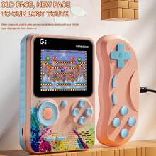 Byteuni 500合1复古掌上游戏机，1020mAh电池，2.4英寸大屏幕，内置500款经典FC游戏，包含手柄，即插即用，支持电视连接，单机/双人模式 - 彩色 - 查看 1