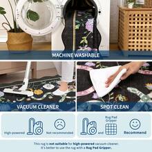 1Pcs Room Decor Modern Washable Scalloped Floral Snake Area Rug For Living Room Indoor Bedroom Foldable Floor Mats, Soft Low Pile Non Shedding Carpets For Offices Non-Slip Runner For Hallway Dorm - 黑色 - 查看 9