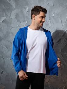 Men's Lightweight Jacket Outdoor Casual Windbreaker Waterproof Ultra-Light Solid Color Jacket Cycling Long Sleeve Coat - Royal Blue - View 7