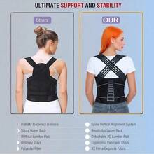 Back Brace Posture Corrector For Women And Men - Adjustable Back Support Shoulder Straightener, Lower Back Pain Relief, Back Straighter Instant Posture Corrector - Scoliosis, Hunchback, Hump, Corrector - Black - View 8