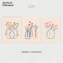 Frameless, 3 Pieces/Set Of Minimalist Lines, Plants, Flowers, Wall Art Decorative Paintings, Abstract Plant Flower Art Canvas Posters, Modern Prints, Room Decorative Hanging Paintings, Living Room Art Decorative Illustrations, Modern Home Wall Art Decorative Prints, Ideal Home Gift Creativity, Suitable For Living Room Study Bedroom Corridor Art Decorative Paintings