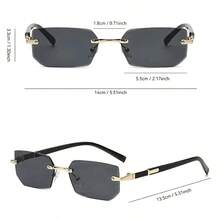 Vintage Square Frameless Glasses - Black With Gold Accents, Lightweight And Comfortable Unisex Style, Versatile For Casual And Formal Outfits