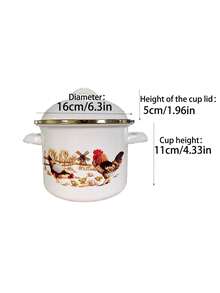 1 pièce Pot à couvercle double avec revêtement émaillé - Bocal à graisse résistant à la chaleur, récipient de stockage alimentaire portable, grand et durable pour le stockage du saindoux, du beurre, de la graisse, pour le stockage alimentaire extérieur, convient à la décoration de cuisine de style ferme - Idéal pour les condiments, les épices, les sauces - Outil de cuisine et de cuisson essentiel