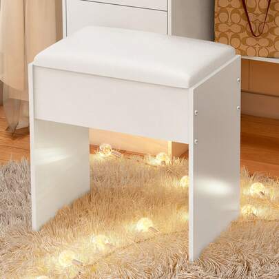 Vanity Chair Dressing Table Stool Makeup Bench Chair Soft Padded Cushion Seat , Suitable For Christmas And Halloween Decorations