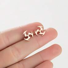 1 Pair Of Black Punk, Geometric Stud Earrings, Darts Pattern, Men's Stud Earrings